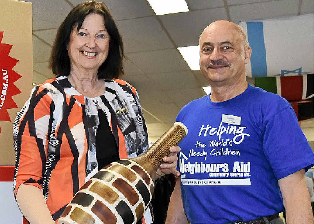 JOINING THE TRAIL: Cr Jenny McKay and Nambour Neighbours Aid store manager Luke Zanetti. JOINING THE TRAIL: Cr Jenny McKay and Nambour Neighbours Aid store manager Luke Zanetti.